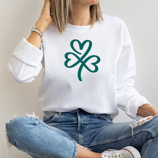 Shamrock Shape St Patrick's Day Sweatshirt - White