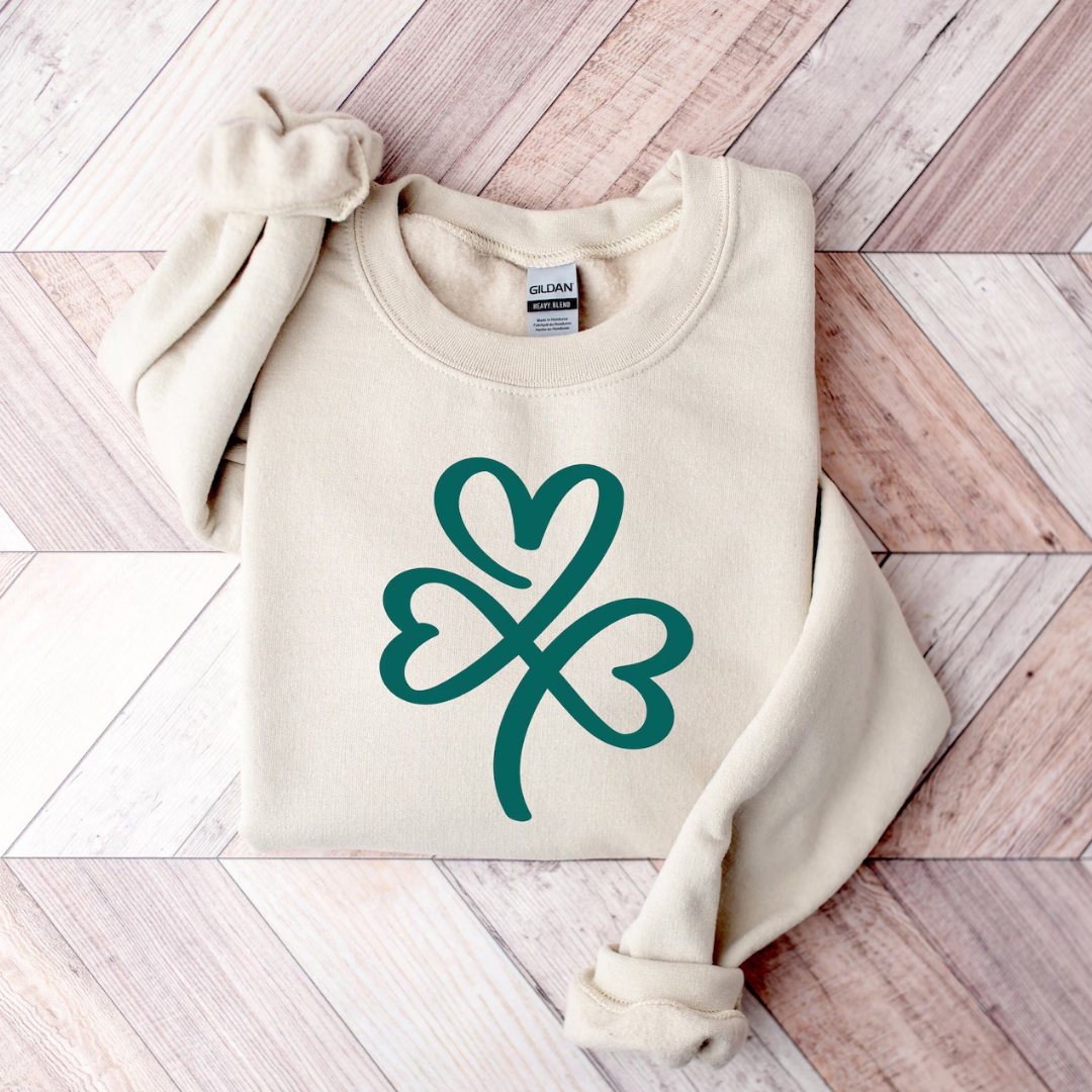 Shamrock Shape St Patrick's Day Sweatshirt - Sand