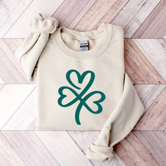 Shamrock Shape St Patrick's Day Sweatshirt - Sand