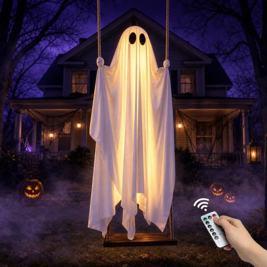 Light-Up Swinging Ghost Halloween Decoration