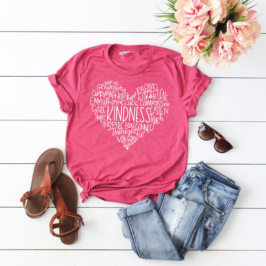 Kindness Valentine's Day Shirt - Berry Pink