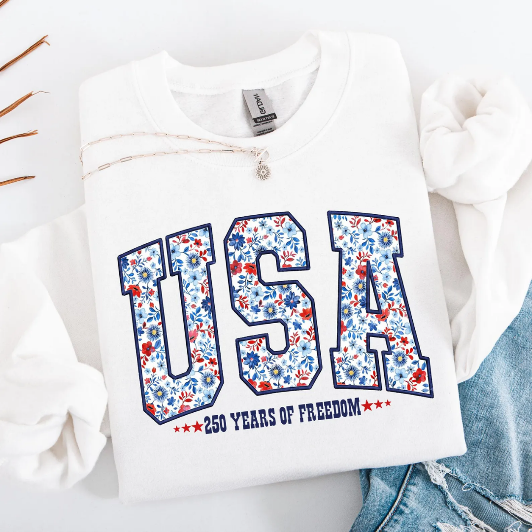 USA Festive 4th of July Sweatshirt - White