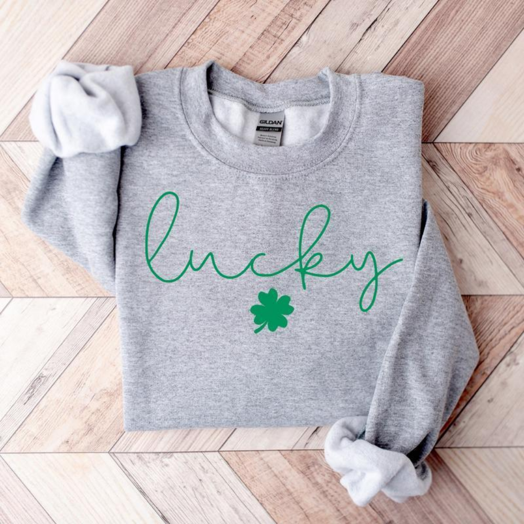 Lucky Shamrock St Patrick's Day Sweatshirt - Sport Grey