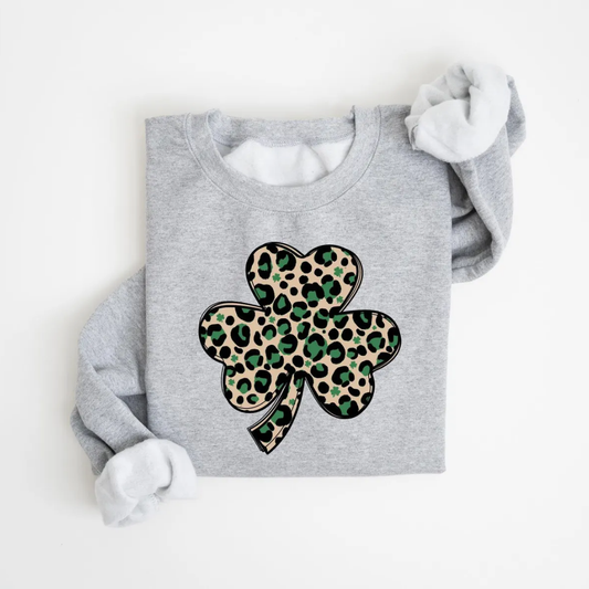 Shamrock Print St Patrick's Day Sweatshirt - Sport Grey