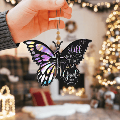 Be Still & Know Butterfly Key Chain, Rearview Mirror Ornament