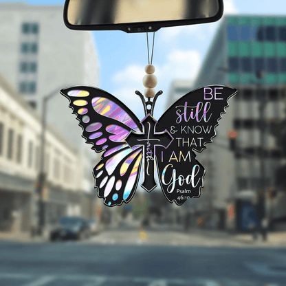 Be Still & Know Butterfly Key Chain, Rearview Mirror Ornament