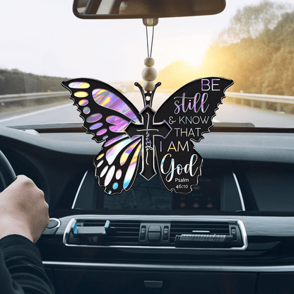 Be Still & Know Butterfly Key Chain, Rearview Mirror Ornament