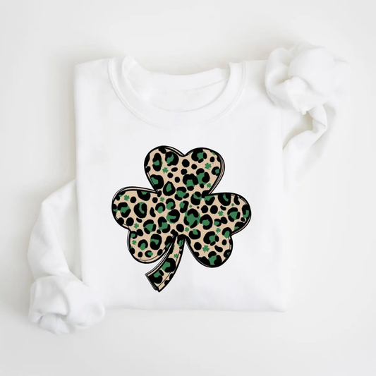 Shamrock Print St Patrick's Day Sweatshirt - White