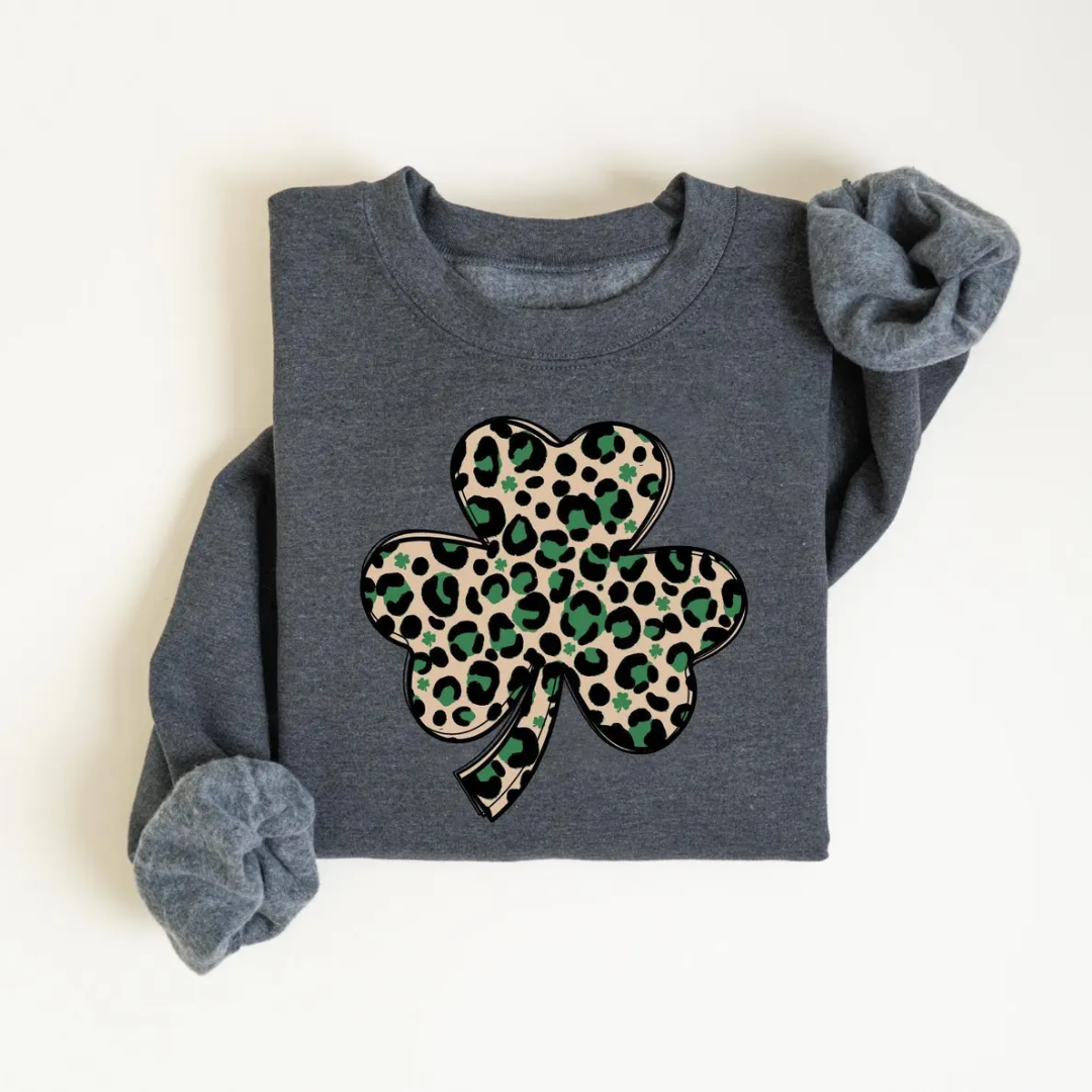 Shamrock Print St Patrick's Day Sweatshirt - Dark Heather