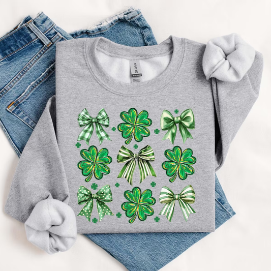 Shamrock Bow St Patrick's Day Sweatshirt - Sport Grey