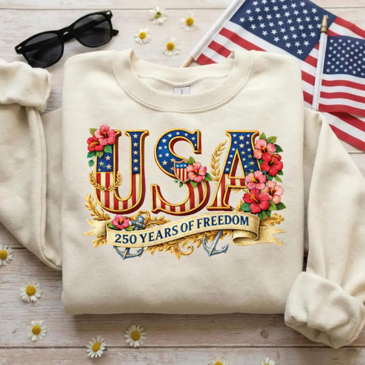 USA 250 Years 4th of July Sweatshirt - Sand