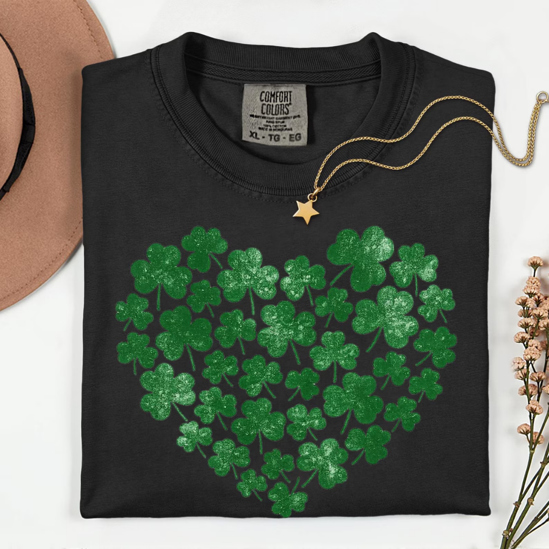 Shamrock Heart St Patrick's Day Sweatshirt - Black
