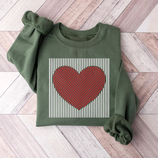 Heart Valentine's Day Sweatshirt - Forest Green