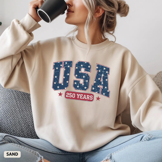 USA 250 Years 4th of July Sweatshirt - Sand