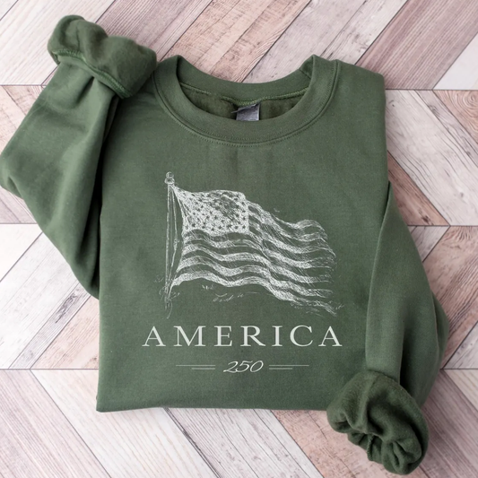 AMERICA 4th of July Sweatshirt - Military Green