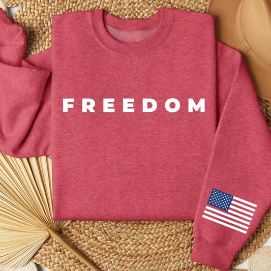 Freedom 4th of July Sweatshirt - Heather Red