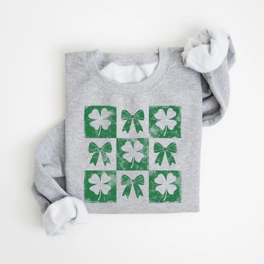 Shamrock Bow St Patrick's Day Sweatshirt - Sport Grey