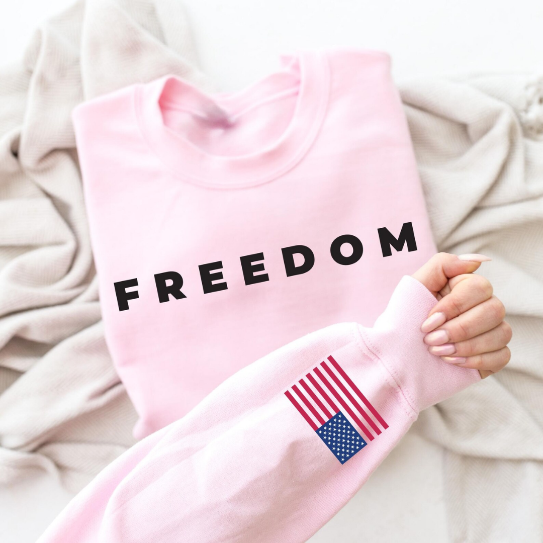 Freedom 4th of July Sweatshirt - Light Pink