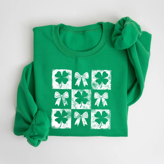 Shamrock Bow St Patrick's Day Sweatshirt - Kelly Green