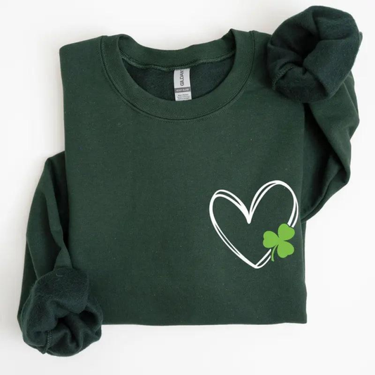 Heart St Patrick's Day Sweatshirt - Dark Green
