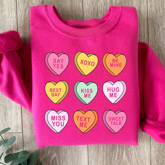 Hearts Valentine's Day Sweatshirt - Heliconia