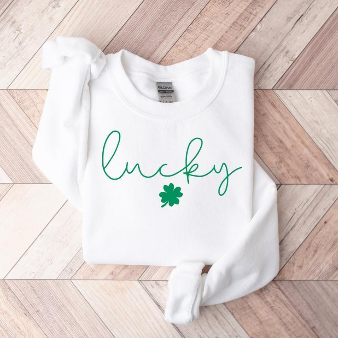 Lucky Shamrock St Patrick's Day Sweatshirt - White