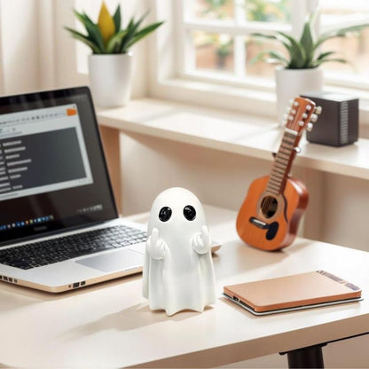 👻 Middle Finger Ghost Figurine – Edgy Halloween Resin Decor