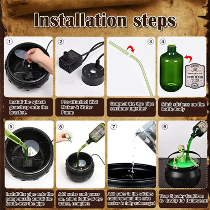 Floating Potion Cauldron – Fog, Glow & Levitating Bottle