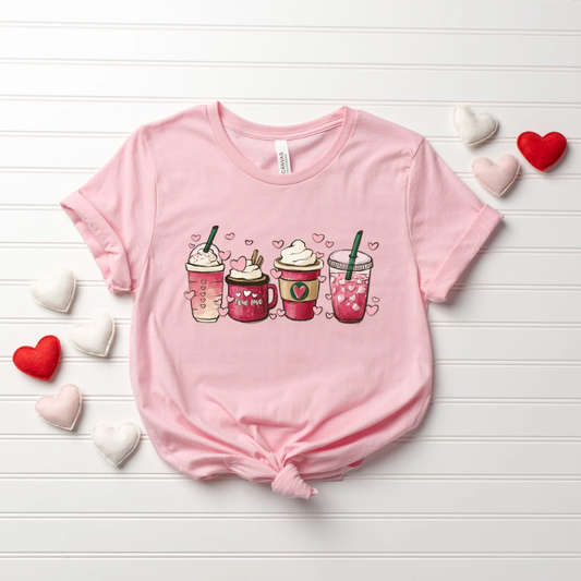 Coffee Valentine's Day Shirt - Light Pink