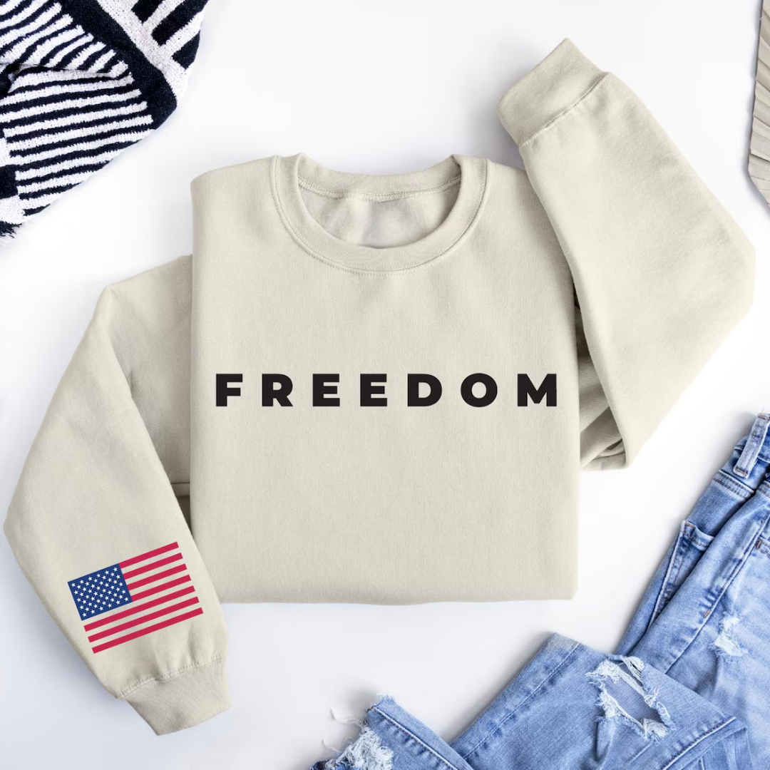Freedom 4th of July Sweatshirt - Sandstone
