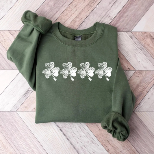 Shamrocks St Patrick's Day Sweatshirt - Military Green
