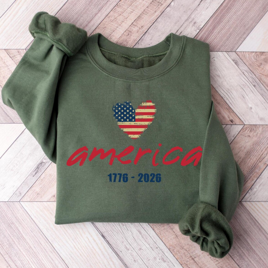 America 4th of July Sweatshirt - Military Green
