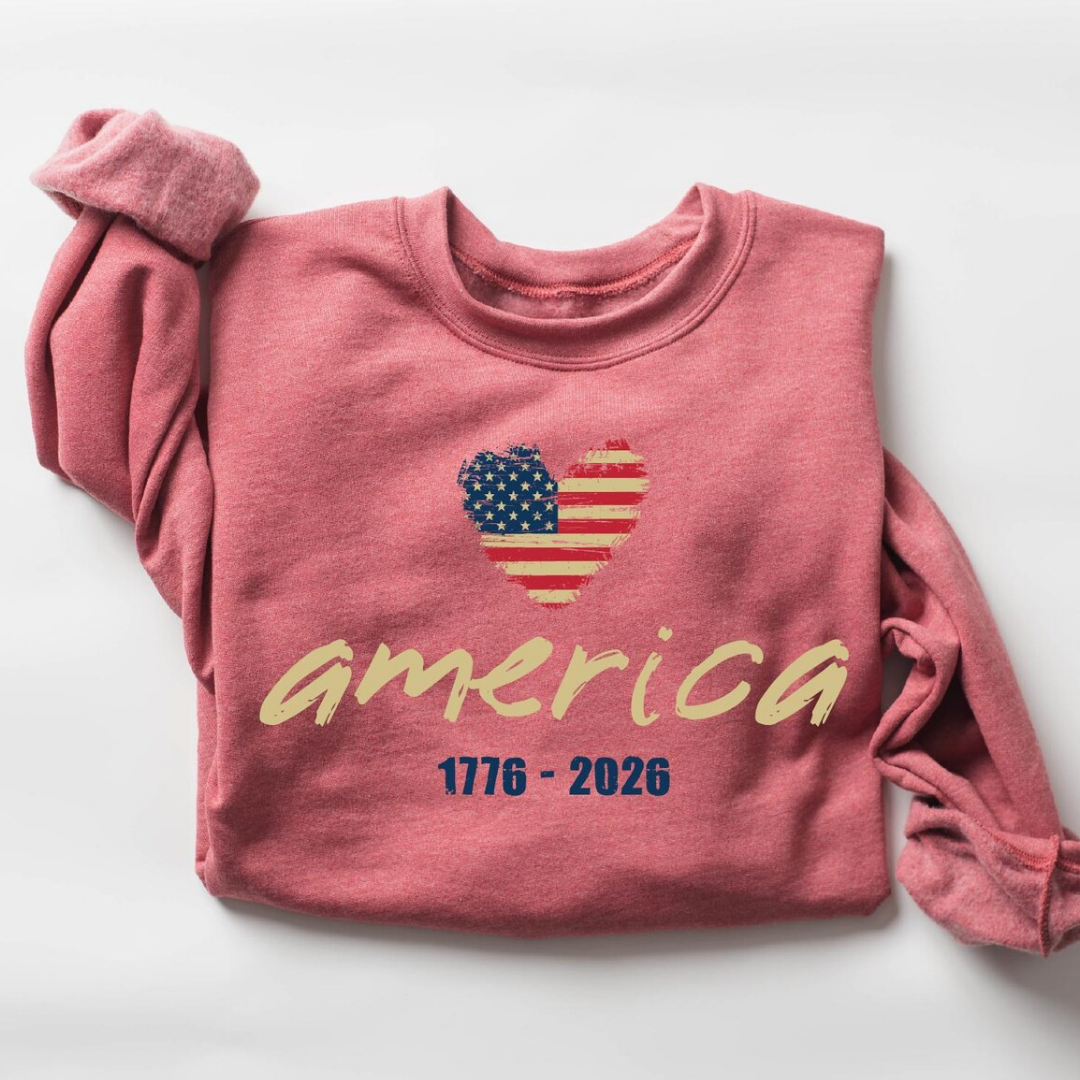 America 4th of July Sweatshirt - Light Red