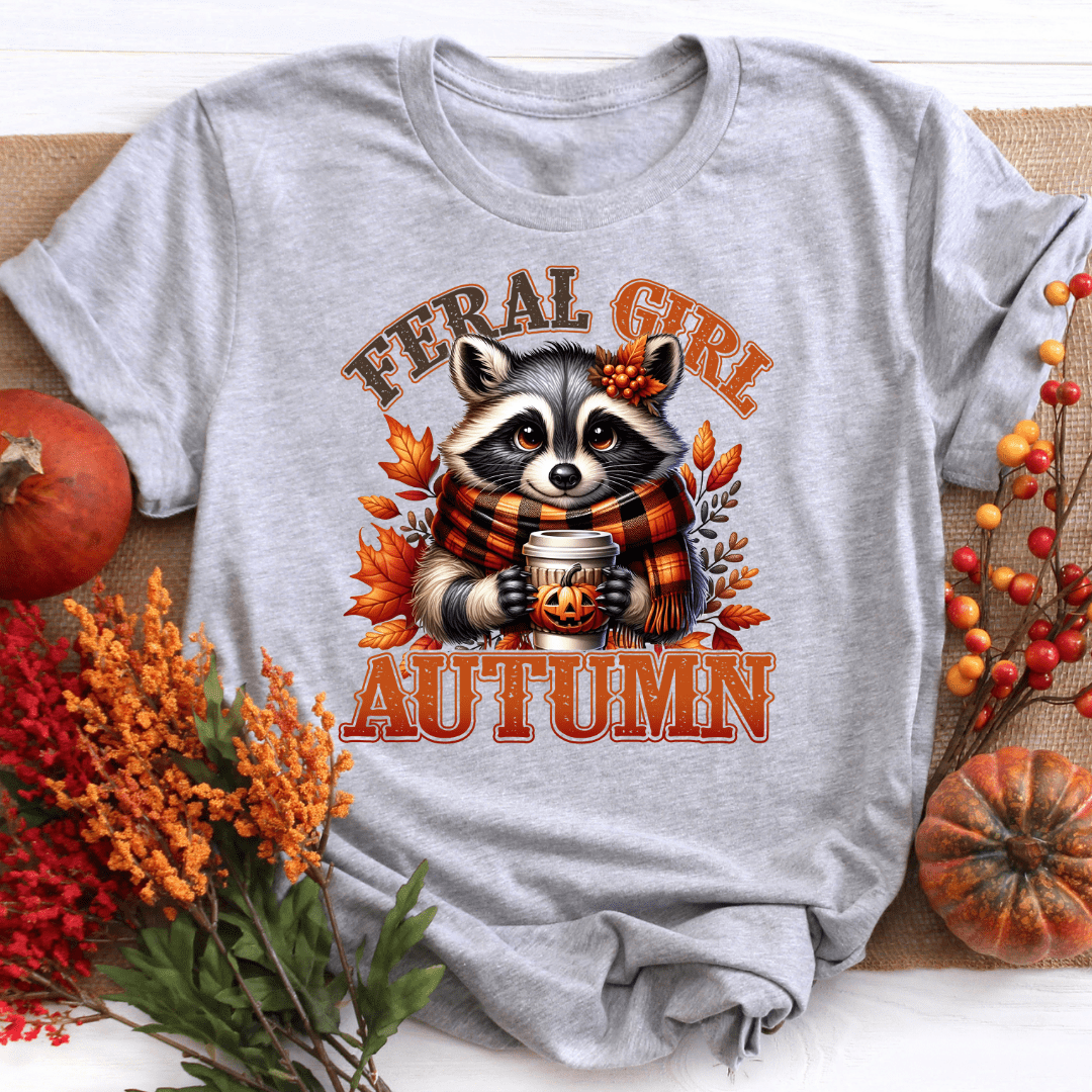 Feral Girl Autumn Raccoon Fall Shirt