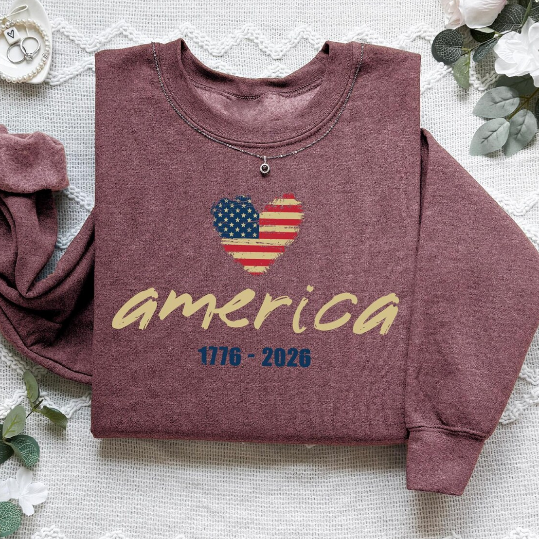 America 4th of July Sweatshirt - Maroon