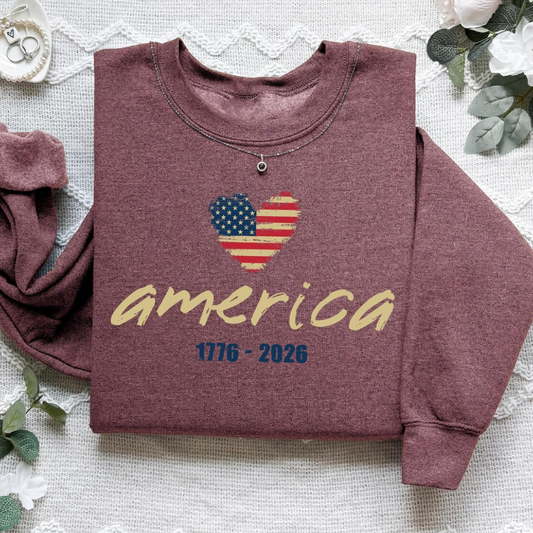 America 4th of July Sweatshirt - Maroon