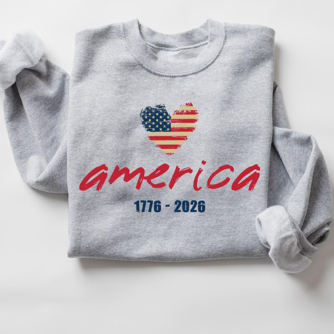 America 4th of July Sweatshirt - Ash