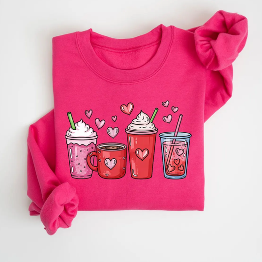 Love Coffee Valentine's Day Sweatshirt - Heliconia