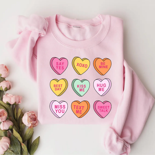 Hearts Valentine's Day Sweatshirt - Light Pink