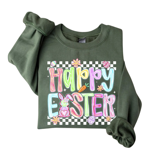 Happy Easter Bunny Sweatshirt - Military Green
